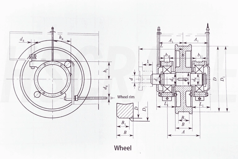 Схема параметров колёс крана