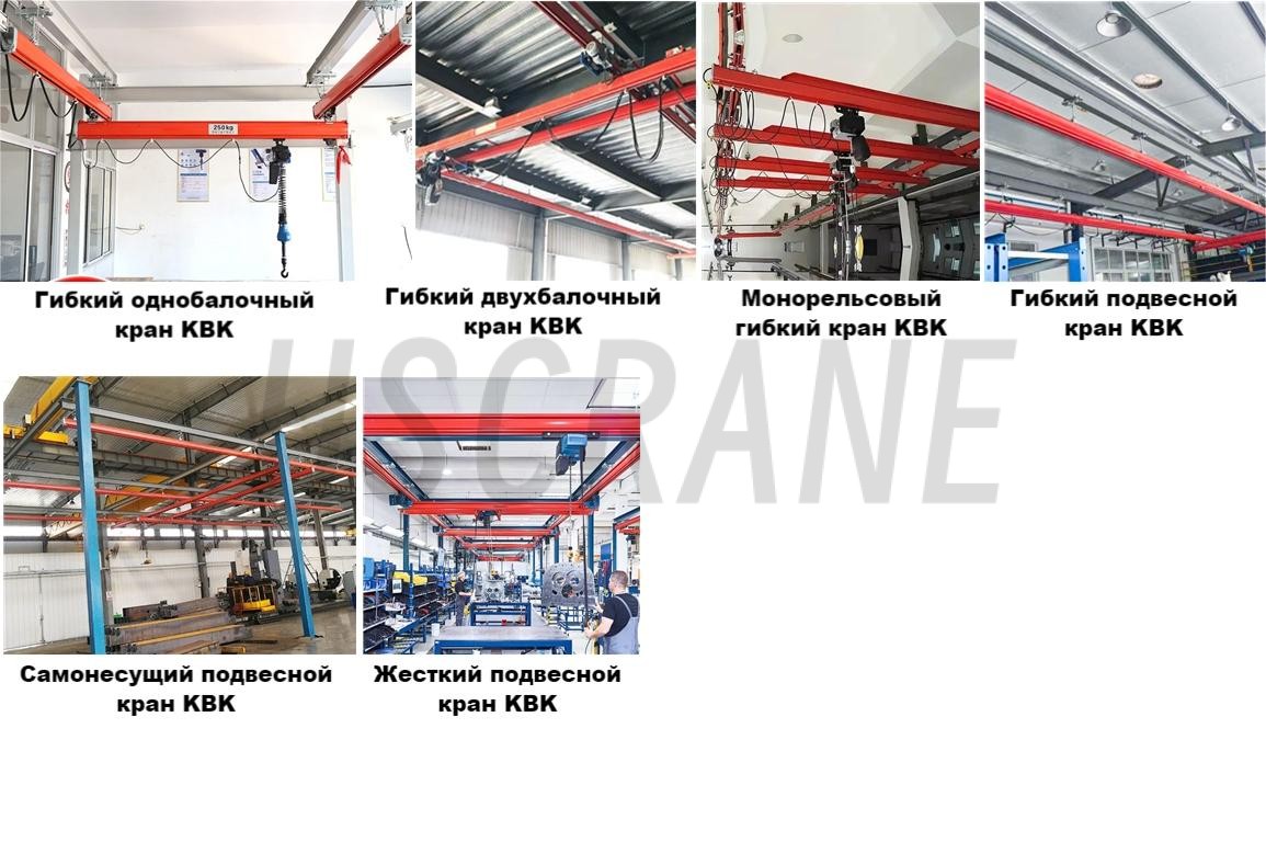 Типы системы легких кранов KBK для рабочих станций