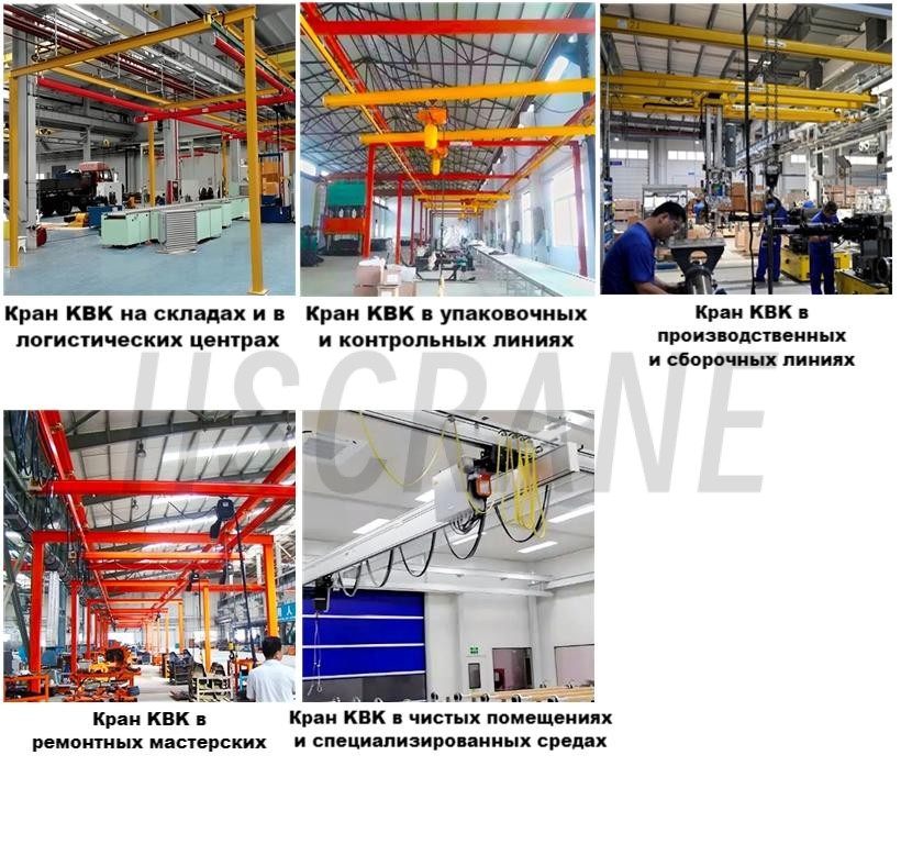 Применение системы легких кранов KBK для рабочих станций