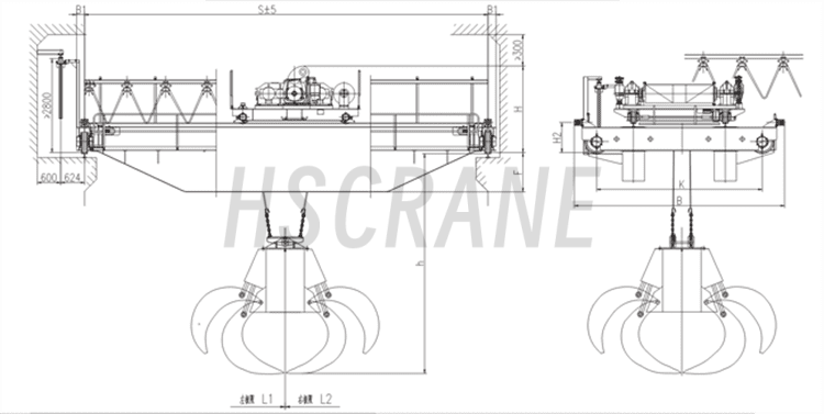 Мостовой кран с захватом для мусора-2