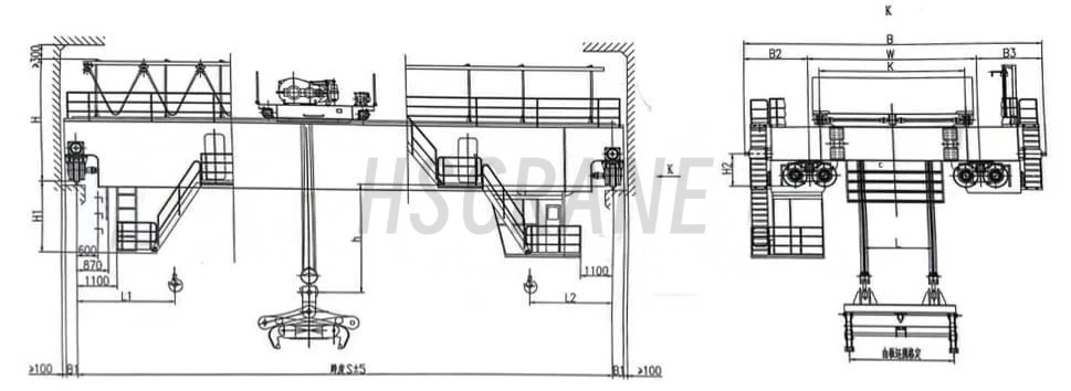 мостовой кран с зажимами