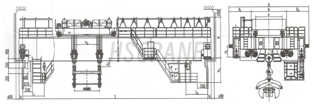 мостовой кран с зажимами