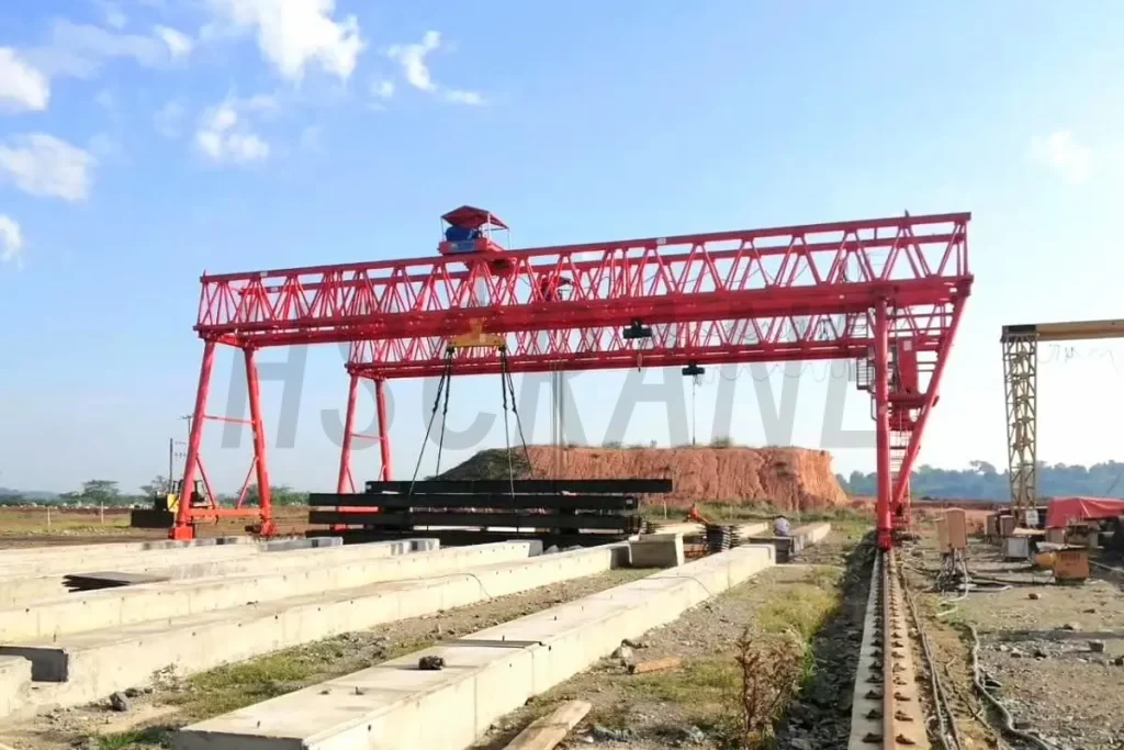 Двухбалочный ферменный козловой кран HNHS 60 тонн помогает строить объекты в Африке