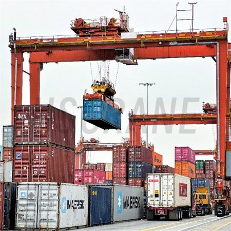 Козловой кран с рельсовым креплением для контейнеров-6